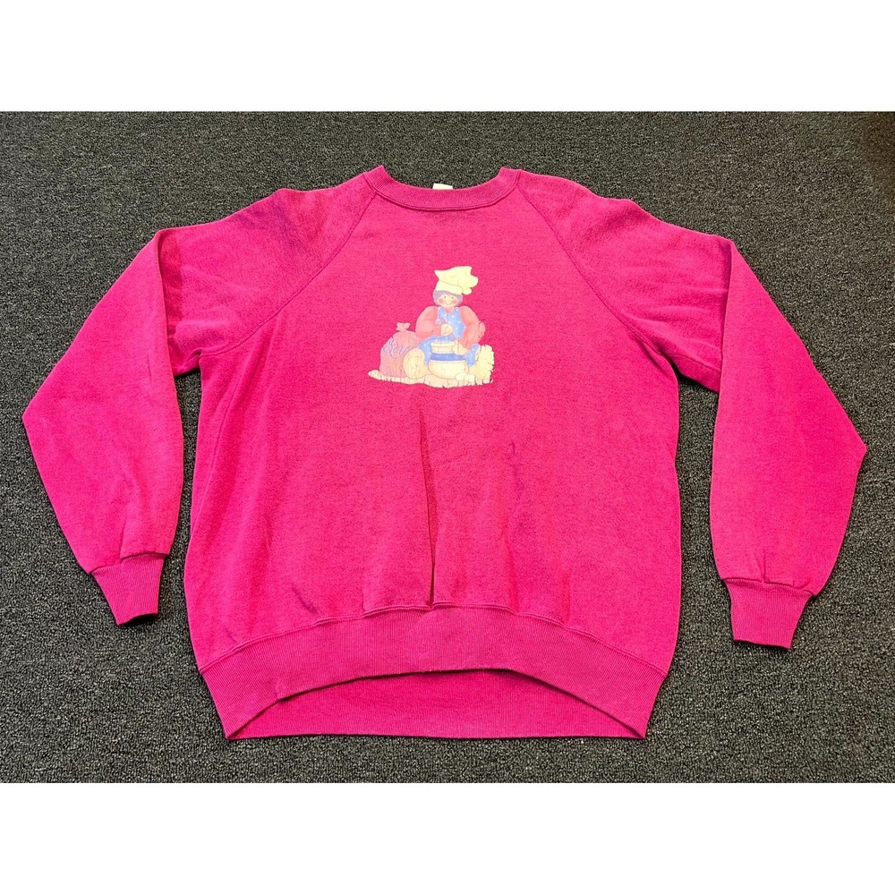 Vintage Lee Sweatshirt Womens Pink Graphic Print Crew Neck Raglan Sleeve Winter